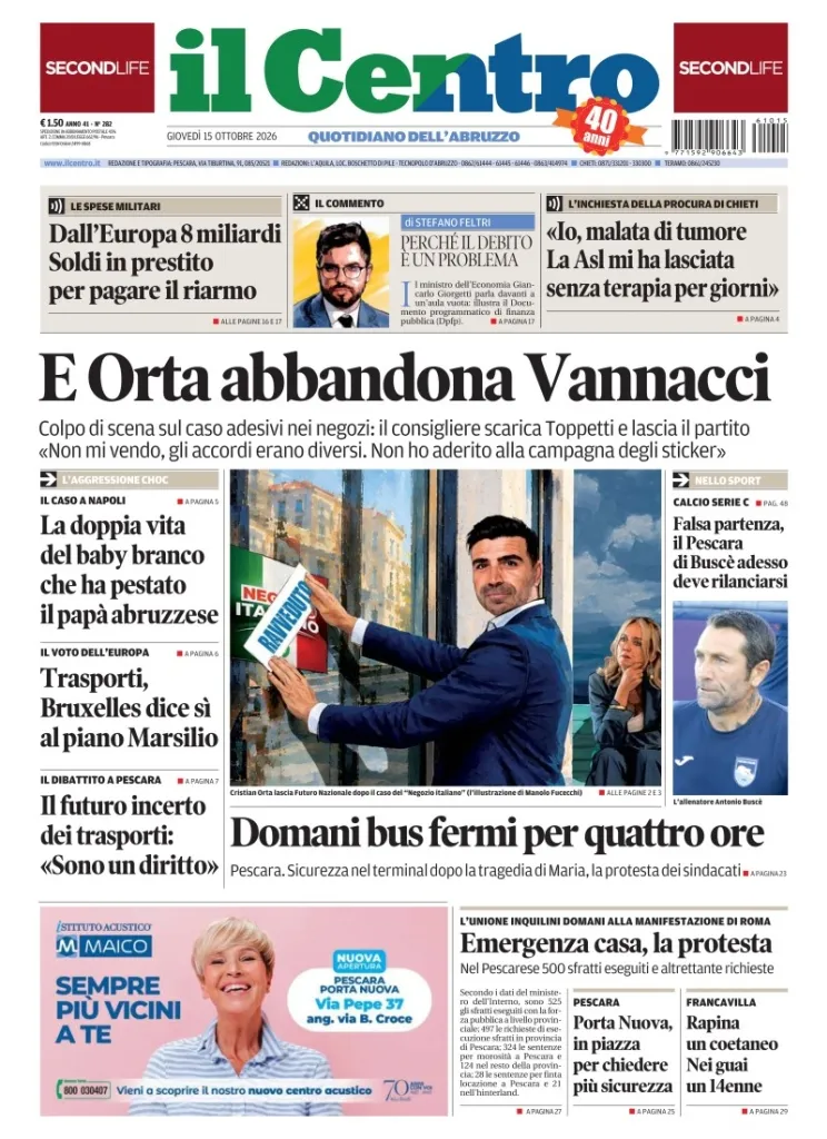 Prima-pagina-il centro-oggi-edizione-del-2026-10-15